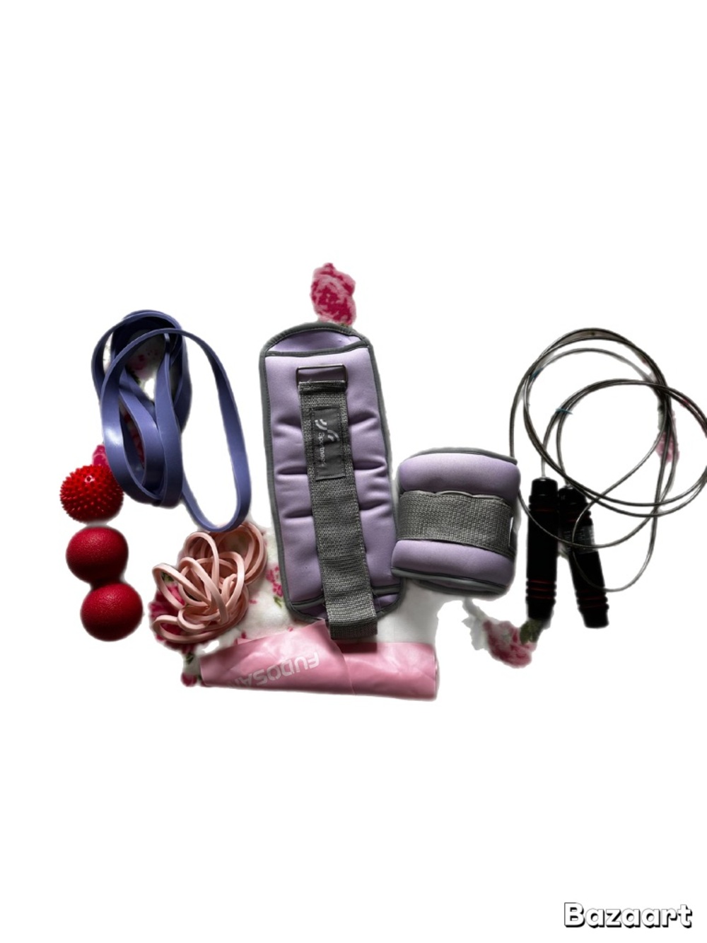 Kids Pink & Lavender Fitness Set - Ankle/Wrist Weights & Jump Rope